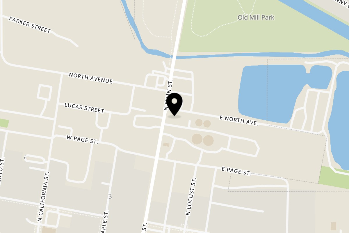 Map showing the location of Italian Dreams Pizza & Pasta on 436 N Main St in Sycamore